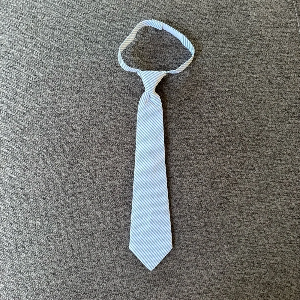 Janie and Jack Seersucker Necktie Striped Blue White Tie NWT
